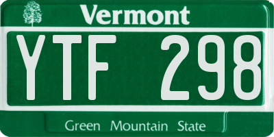 VT license plate YTF298