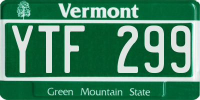VT license plate YTF299