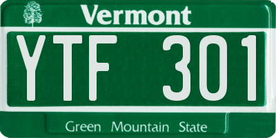 VT license plate YTF301