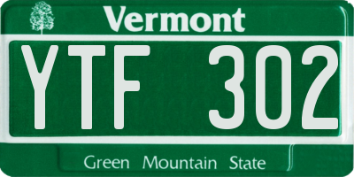 VT license plate YTF302