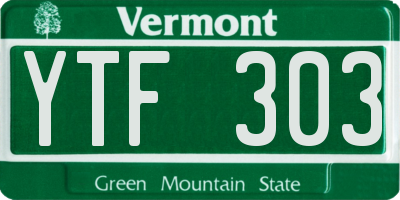 VT license plate YTF303