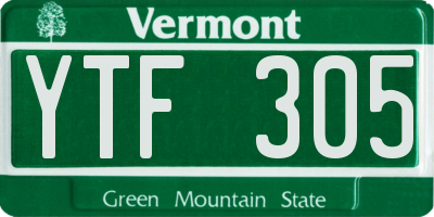 VT license plate YTF305