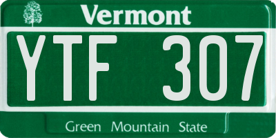 VT license plate YTF307