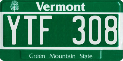 VT license plate YTF308