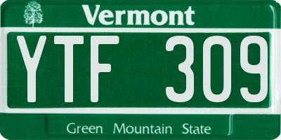 VT license plate YTF309