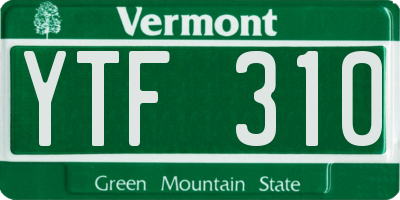 VT license plate YTF310
