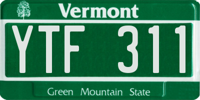 VT license plate YTF311