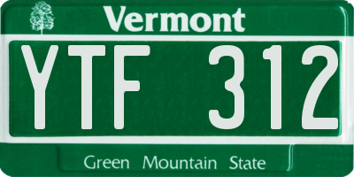 VT license plate YTF312