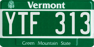 VT license plate YTF313