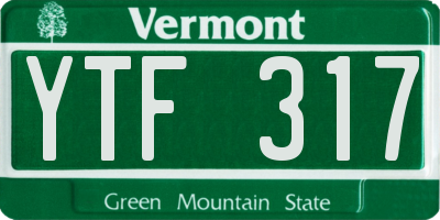 VT license plate YTF317