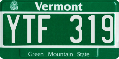 VT license plate YTF319