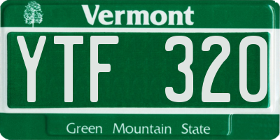 VT license plate YTF320