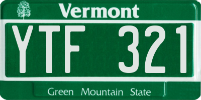 VT license plate YTF321