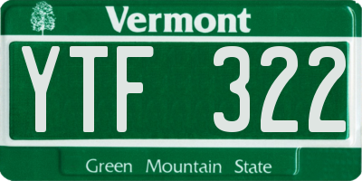 VT license plate YTF322