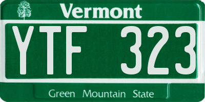 VT license plate YTF323