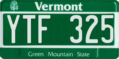 VT license plate YTF325