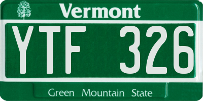 VT license plate YTF326