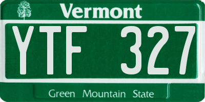 VT license plate YTF327