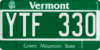 VT license plate YTF330