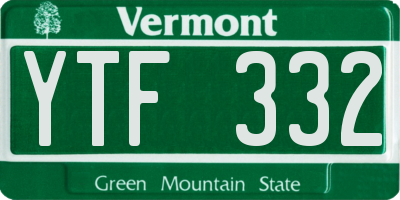 VT license plate YTF332