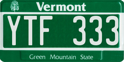 VT license plate YTF333