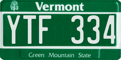 VT license plate YTF334