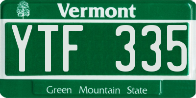 VT license plate YTF335