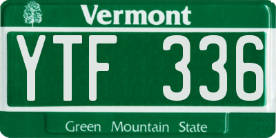 VT license plate YTF336
