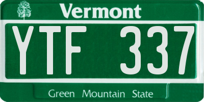 VT license plate YTF337