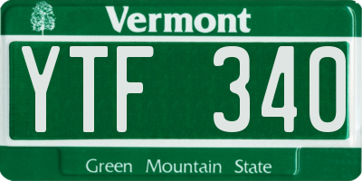 VT license plate YTF340