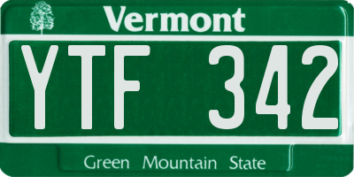 VT license plate YTF342