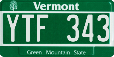 VT license plate YTF343