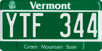VT license plate YTF344