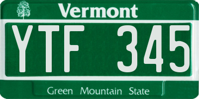 VT license plate YTF345