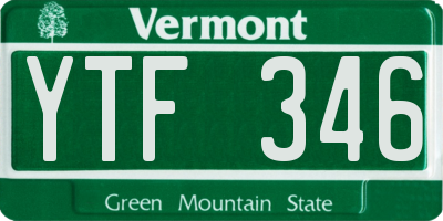 VT license plate YTF346