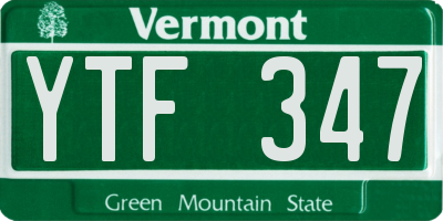 VT license plate YTF347