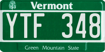 VT license plate YTF348