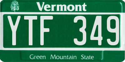 VT license plate YTF349