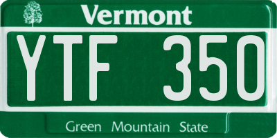 VT license plate YTF350