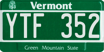 VT license plate YTF352