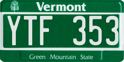 VT license plate YTF353