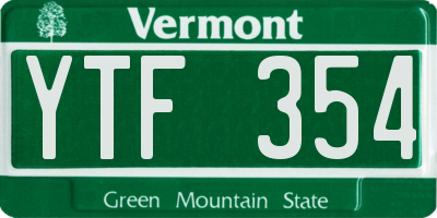 VT license plate YTF354