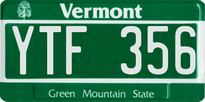 VT license plate YTF356