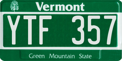 VT license plate YTF357