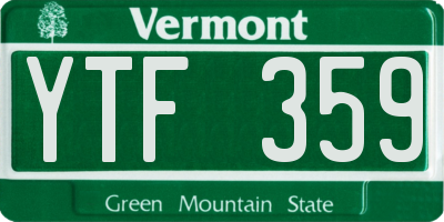 VT license plate YTF359