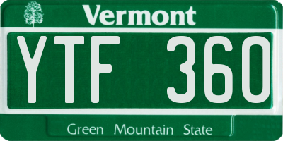VT license plate YTF360