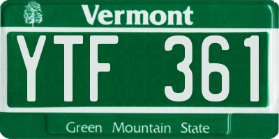 VT license plate YTF361