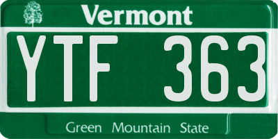 VT license plate YTF363