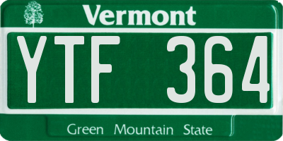 VT license plate YTF364