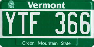 VT license plate YTF366